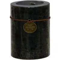 B&S Stumpenkerze Trendkerze durchgefärbt marmoriert schwarz 9 x Ø 7 cm