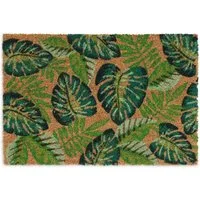 relaxdays Fußmatte Kokos Fußmatte Monstera-Blätter, rechteckig, Höhe: 15 mm