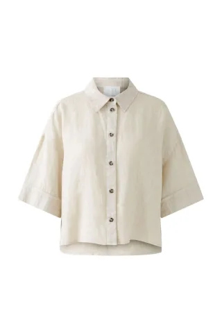 Oui - Bluse reines Leinen beige - Gr. - 40