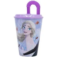 Disney Frozen Trinkflasche Trinkbecher 430 ml mit Deckel und Strohhalm