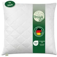 Dreamstar Microfaserkissen Kopfkissen - einzeln & 2er Set - 40x80 & 80x80 cm - weich & fest, Füllung: 100% Polyester, Seitenschläfer, Bauchschläfer, Rückenschläfer, Reißverschluss für Füllung - waschbar - allergikerfreundlich -