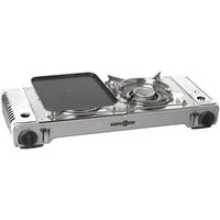 BRUNNER Gaskocher BRUNNER DEVIL DOUBLE GRILL Campingkocher Set Zweiflammig, Vielseitig, (Gaskocher + Grillplatte)