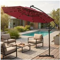 Swing&Harmonie Sonnenschirm mit LED Beleuchtung Luxus Ampelschirm 300 / 350cm, Garten Schirm inkl. Abdeckhaube