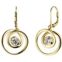 JOBO Paar Ohrhänger, 925 Silber vergoldet mit 2 Zirkonia