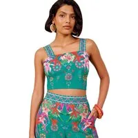 Love & Roses Trägertop Love & Roses Kurztop mit geblümtem Print, Regular (1-tlg)