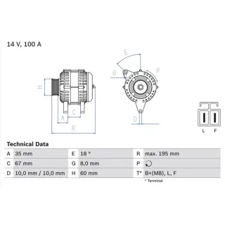 Bosch Lichtmaschine 100A Opel Astra Corsa Meriva Zafira 1,7 0986081150