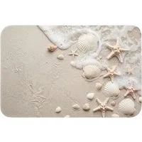 OnlyWow WC-Vorleger Muscheln - Seesterne - Strand, Höhe 10 mm, Polyester, Rechteckig, WC Teppich, Toilettenvorleger, Toilettenteppich, Badematte 60x40 cm