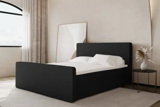 Boxspringbett Schlafzimmerbett CELES 180x220cm Stoff Ascot Schwarz