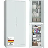 STEELSØN Aktenschrank Regulus aus Stahl, abschließbar (Grau) Spindschrank mit 4 höhenverstellbaren Einlegeböden, inkl. Schloss
