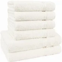 HAMMETEX Handtuch Set 6-teiliges Handtuch Set, 100% Baumwolle, Weich & Saugstark, Frottier (Set, 6-St), mit Bordüre, einfarbig, weich