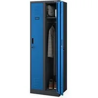 Jan Nowak Mehrzweckschrank Metall Umkleideschrank 60 cm KACPER II 2 Abteile Kleiderstange (Spind Personalschrank Arbeitsraum Fitness Umkleide Sozialraum, 0,6 mm 180 x 60 x 50 cm Lüftungsschlitze Wandmontage robust) Haken Regal abschließbar Zylindersc