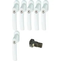 ABUS Fenstergriff ABUS FG200 Weiß, Braun, Silber, SB abschließbarer Fenstergriff, 6er Set weiß, abschließbar, Kindersicherung