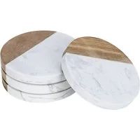 SCHÖNER WOHNEN-Kollektion Glasuntersetzer Marnie, Set, 4-tlg., edle Getränkeuntersetzer aus Marmor & Akazienholz, für Gläser & Drinks