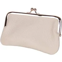 MIRROSI Mini Geldbörse Mittelgroßes Portemonnaie MADE IN ITALY Echtleder (ca. 16x10x2cm), (Goldfarbene Klippverschluss-Knipsbörse)
