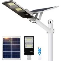Sunicol LED Solarleuchte LED Straßenlampe mit Daemmerungssensor, mit Fernbedienung, 6500K Kaltweiss Solar Straßenleuchte, Wasserdicht IP65 für Außen