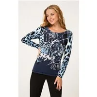 Passioni Strickpullover mit abstraktem Leo-Muster