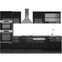 Vicco Küchenzeile R-Line Schwarz Hochglanz/Anthrazit 300 +Hochschrank ohne Arbeitsplatte