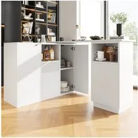 i@home Bartisch kücheninsel (2 in 1 Tisch(Hauptkörper 210 x 30 x 100.9 cm), modernes und schlichtes schwarzes Design, mit offenem Stauraum