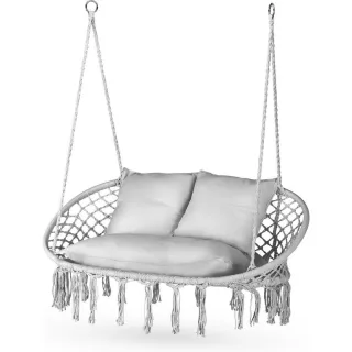 Outtec Hängesessel, Grau, Textil, 2-Sitzer, 130x108x75 cm, Gartenmöbel, Hängesessel