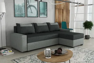 Ecksofa Schlafsofa Sofa HEDVIG Inari Grau- Dunkelgrau Ottomane Rechts