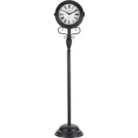 Stagecaptain Standuhr Stagecaptain BHU-11926 BK Bahnhofsuhr groß auf Ständer Schwarz, doppelseitiges Ziffernblatt & Quarzlaufwerk, Retro Metallkonstruktion