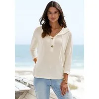 LASCANA Kapuzenshirt aus sommerlichem Waffelstrick Sommerhoody mit Knopfleiste