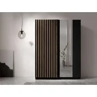 Home affaire Kleiderschrank Kleiderschrank Camden mit Spiegel, 4 Einlegeböden und Kleiderstange Garderobe mit 2 Schwebetüren und Lamellen, BxHxT 150,5x198,5x61,6 cm