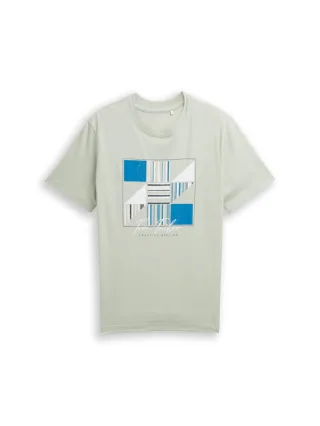 Tom Tailor - Regular Fit: T-Shirt mit Print grün - Gr. - L