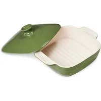 Dowan Auflaufform Backform mit Deckel, keramische Auflaufform, 1,6 Liter, grün, Keramik