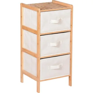 Begryf Badezimmerschrank, Natur, Holz, Bambus, 3 Schubladen, 37x79x35 cm, Badezimmer, Badezimmerschränke, Midischränke