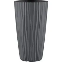 Engelland Blumentopf Pflanztopf mit herausnehmbarem Einsatz & Bewässerungssystem (1 St., robuster PP-Kunststoff), Wasserspeicher, Rillenoptik, hoch, rund, modern, UV-resistent