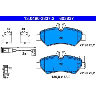 ATE Bremsbel?ge hinten Mercedes Sprinter 13.0460-3837.2