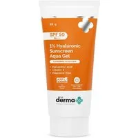 The Derma Co Sonnenschutzcreme 1% Hyaluronic Sunscreen SPF 50 PA++++ – 80 g, Aqua Ultra Light Gel, Schnell Einziehender UV-Schutz für Empfindliche Haut, Ohne weißen Film, leicht mattierend