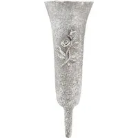Florists Products Bodenvase Wetterfeste Grabvase mit Rosenmotiv Grau, Steckvase für, 2 Stück