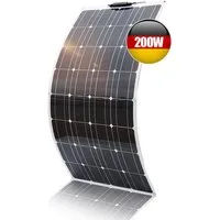Rhein Beleuchtung Solarmodul 200W effizientes flexibles Solarpanel aus monokristallinem Silizium, 200 W, Monokristallin, (Set, 1-St., Für Wohnmobil, Garten, Boot – solarpanel 200w, solarpanel camping), Dünnes, leichtes Design mit Montagelöchern – lan