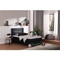 Home affaire Boxbett GALAXY inkl. Bettkasten, mit grüner LED-Beleuchtung, Breite: 120cm, Gamingbett mit USB-C und USB-A Anschluss am Kopfteil, inkl. Topper