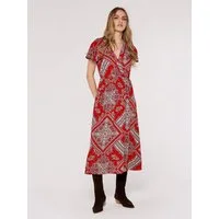 Apricot Druckkleid Scarf Print Midaxi Dress iin Wickeloptik, mit Taillengummizug