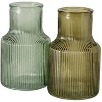 BOLTZE Tischvase Boltze Glasvasen Set 2er – geriffelte Vasen 14 cm, Ø 9 cm, Glas (2 St)