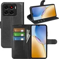 Wigento Smartphone-Hülle Für ZTE Blade A56 Kunstleder Book Wallet Handy Tasche Hülle Schwarz, Kunstleder Hülle mit Kartenfächern und Standfunktion