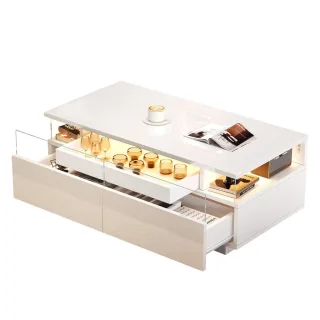 Flieks Couchtisch, Weiß, Holz, 49x13.97x106.05 cm, Wohnzimmer, Wohnzimmertische, Couchtische