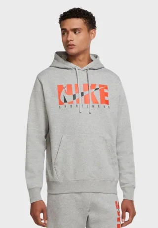 Nike Herren Sportswear Fleece-Kapuzenpullover in Grau