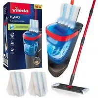 Vileda Wischmopp Flachmopp mit Behälter Vileda H2prO 2 Einsätze, 100 % Trennung von sauberem und schmutzigem Wasser