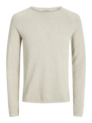 JACK&JONES - JJEHILL KNIT CREW NECK NOOS Oatmeal - Gr. - XL