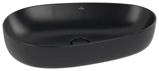 Villeroy & Boch Aufsatzwaschbecken Antao 650x400mm Asymmetrisch ohne Überlauf Pure Black cplus 4A7465R7