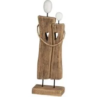 formano Skulptur Paar Holz Skulptur Figuren auf Standfuß aus Naturholz 38 x 12 cm