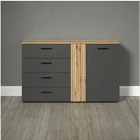 Home affaire Kommode Estepona (1 St), Sideboard mit voll ausziehbaren Schubladen - (B/T/H) 139/38/86 cm