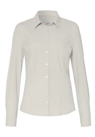 pure - PURE- Functional Bluse slim fit Langarm beige - Gr. - L