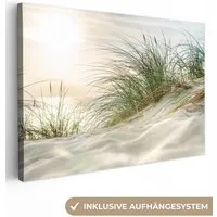 OneMillionCanvasses® Leinwandbild Dünen am Wattenmeer, Fotodruck (1 St), Leinwand Bilder Klein, Wand Dekoration Aesthetic 30x20 cm