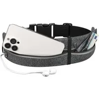 EAZY CASE Laufgürtel Universal Sport Bauchtasche Schmal Sporttasche Laufgürtel für Handy Schlüssel etc. Joggingtasche Grau
