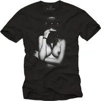 MAKAYA Print-Shirt Herren Sexy Girl Helm Motorrad Motiv Bekleidung Männer Geschenke mit Druck